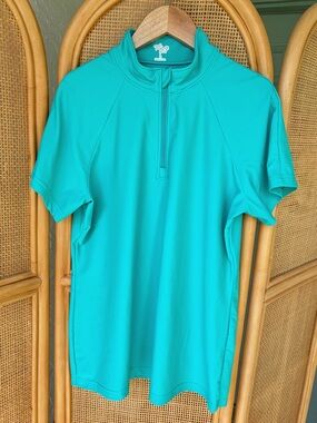 Tzu Tzu Teal Lucy Golf Shirt Size L Vibrant Sports Quarter Zip Shirt